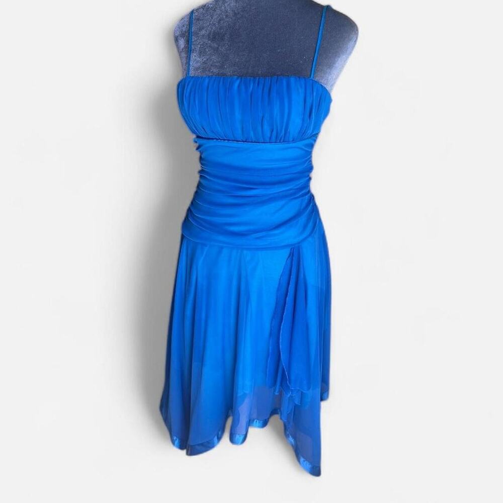 City triangles blue ruched asymmetrical dress